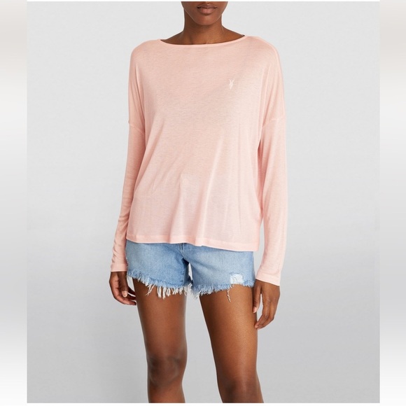NWT ALLSAINTS Francesco Rita Tee Long Sleeve ROSEWATER PINK Size S - Picture 1 of 12